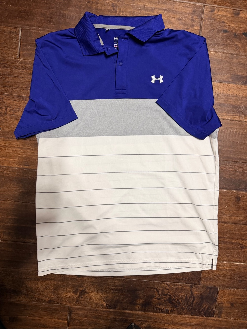 Under Armour Men’s Royal Blue, Gray & White Colorblock Polo